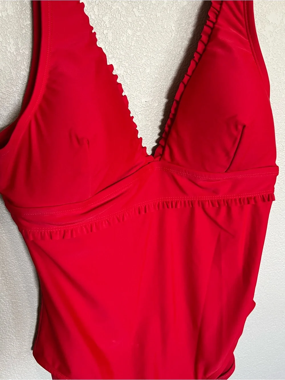 Tommy Hilfiger Red V-Neck One-Piece Swimsuit